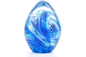QFKRIS Crystal Blessings Paperweight Easter Eggs Blown Glass Art Figurine Collectibles Desk Decor (Blue)