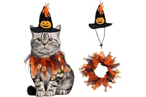 ROONTIN Paquete de 3 disfraces de Halloween para perro, gato, bruja, sombrero negro, bandana de Halloween para perro, bufanda triangular, patrón de calavera de Halloween, corbata de calavera para mascotas