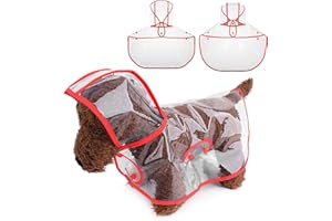 PETCUTE Chaqueta Impermeable para Perros Con Capucha, Resistente a la Lluvia y al Viento, Poncho 100% Impermeable, Chubasquero para Perros Pequeños