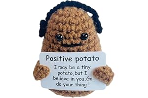 AHLMA Mini Pomme de Terre Positive Drôle Pomme de Terre Positive Poupée Décoration de Poupée de Pomme de Terre Tricotée Cadeau D'encouragement Exprimez Vos Amour(Casque Pomme de Terre)