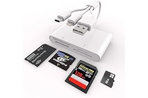 BAWANFA PLUS Memory Stick Pro Duo Adapter for iPhone/Android/PC, 4 in 1 SD/TF/MS/XD Picture Card Reader with Lightning/USB/USB-C Connector Memory Card Reader, Memory Stick Pro Duo Reader for Sony Plug & Play
