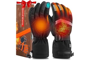 QDRECLOD Gants Chauffants électriques Rechargeable, Gants Hiver avec Batterie 7.4V 4000mAh Gants Chauffants Homme Femme avec Chauffage des Doigts 3 Niveaux De Chauffage Gants Hiver Chaud écran Tactile