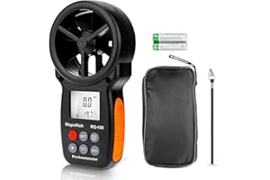 Digitaler Windmesser Windmessgerät, WapoRich RQ-100 Anemometer Handheld Wind Speed CFM Gauge mit MAX/MIN/AVG Measure Windgeschwindigkeit/Temp/Windchill für HVAC Drohne Schießen Segeln