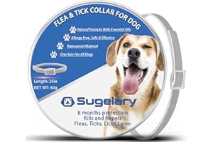 SUGELARY Collier Anti Puces et Anti Tiques pour Chiens, Protection de 8 Mois Collier Anti Puces Réglable étanche pour Chien Collier Anti Puces pour Chiens Amélioré avec des Huiles Essentielles Naturelles …