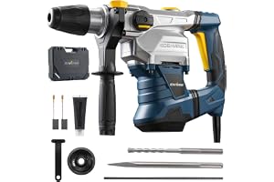 Enventor SDS-MAX Kraftig Borrhammare, 1500W 12J Rivningshammare, 3 Funktioner, med Vibrationskontroll och Säkerhetskoppling, 360° Roterande Handtag, för Betong/Murverk/Tegel/Sten