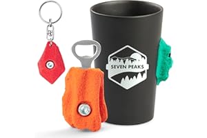 Tasse aus Keramik mit professionellem Kletterpresse | Schlüsselanhänger mit Klimber und manueller Bieröffner - Set für Klettern und Abenteuer