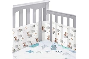 SUNSHINE SMILE Bettumrandung Babybett,2 Pack Baby Nestchen Bettumrandung,Kopfumrandung Babybett,Atmungsaktive Krippenumrandung,Babybett Atmungsaktiver Kollisionsschutz,Nestchen für Kinderbetten,Babybett Umrandungen