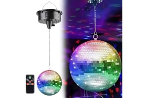 Discokula spegelkula: Discokula roterande motor från 10 varv/min, fjärrkontroll discokula med LED, 12 cm diskokula för fester