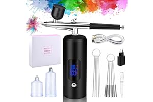 Daakro Zestaw aerografu, pistolet natryskowy z kompresorem, 38 psi, bezprzewodowy zestaw aerografowy, dekoracja ciasta, sztuka paznokci, tatuaże i malowanie twarzy