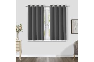 ‎CUCRAF CUCRAF Verdunklungsvorhang für Schlafzimmer, Kinderzimmer Gardinen Verdunkelung Thermovorhang Blickdicht Ösenvorhang Wärmeisolierend, 2er Set H 137 x B 117 cm, Dunkelgrau