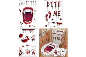 KEELYY Decoración de Halloween, 25 unidades de pegatinas sangrientas de Halloween, pegatinas para ventanas, terroríficas, tratamiento de ventanas, decoración de pared, cubiertas de puerta para fiestas