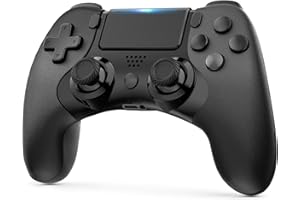 CHEREEKI Wireless Controller für PS4, Game Controller Kompatibel mit PS-4/Pro/Slim Gamepad mit Turbo, Dual Vibration, 6-Achsen Gyro Sensor, Touchpanel, Schwarz