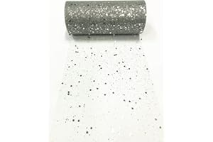 CAIIBTNTGB 15cm x 22,8m paillettes tulle tessuto rotolo esagono paillettes tessuto rete bobina tutù gonna Bady doccia festa di nozze decorazione di compleanno (Argento)
