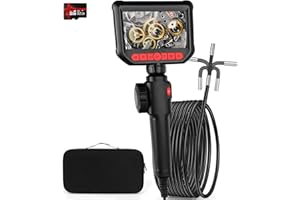 FAAZY Caméra endoscopique 1080p avec lumière, écran LCD de 4,3 ", tête mobile, caméra endoscopique rotative de 6 mm, caméra endoscopique, caméra d'inspection, caméra tubulaire