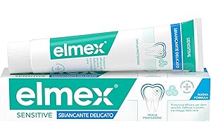 elmex Dentifricio sbiancante Delicato denti sensibili Sensitive 1 Confezione da 75 ml I Con Fluoruro amminico I Denti più bianchi I Rimozione delle macchie I Sbiancamento denti