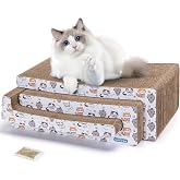 Nobleza Cardboard Scratcher for Cats Boards 3 in 1 with Catnip, Corrugated Cardboard Scratcher, Furniture Scratcher, Availabl