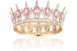 TENGWA Corona Regina Elegante Corona Tiara Dorata Retrò Coroncina Compleanno Barocco Principessa Luccicante Adatto per Matrimoni compleanni Balli Feste a Tema e Carnevali