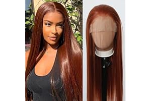Towarm Ginger Brown Wig Long Straight Burnt Synthetic Lace Front Wigs Pre Plucked Natural Hairline with Baby Hair for Black Women Copper Red Brown Heat Resistant Fiber Cosplay Daily Wear Wig (Ginger)