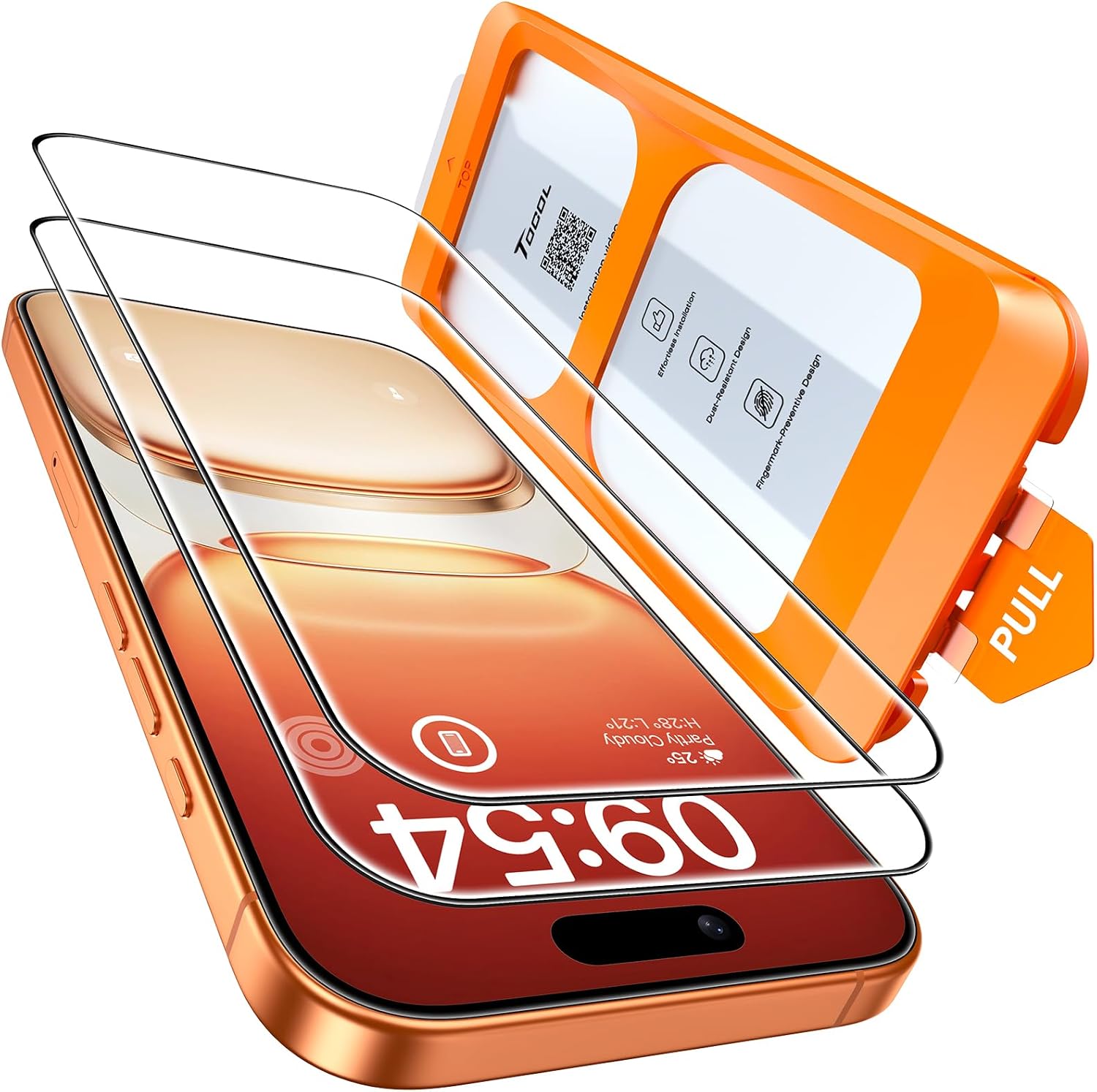 TOCOL Screen Protector for iPhone 17 Pro Max, iPhone 16 Pro Max 6.9-Inch, Instant Installation, Tempered Glass HD Clear, Full Coverage Protection, Military Grade Shatterproof, Case Friendly, 2 Pack
