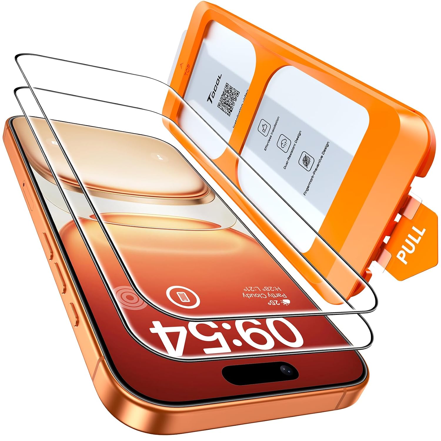 TOCOL Gehard glas voor iPhone 17 Pro Max, automatische stofverwijdering, zonder luchtbellen, hardheid 9H, volledige afdekking, displaybescherming, compatibele telefoonhoesjes, 2 stuks