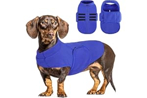 PUZAUKAL Adjustable Dog Fleece Jumper Vest, Warm Winter Dog Coat for Small, Medium & Large Dogs, Dachshund Chihuahua Yorkie Cozy Fleece Jackets(Blue M)
