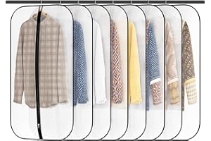 GoMaihe Pokrowiec na ubrania, 8 szt., 60 x 100 cm, pokrowiec na ubrania, przezroczysta, pyłoszczelna, wodoodporna, z zamkiem błyskawicznym, do koszuli, garnituru, płaszczy, czarny