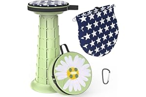 ALEVMOOM Taburete plegable portátil con cojín, taburete telescópico con pintura, taburete plegable retráctil, capacidad resistente, 440 libras, taburete de camping para senderismo, jardín, barbacoa