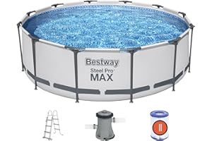 BESTWAY 56418D - Piscina Desmontable Tubular Steel Pro Max 366 x 100 cm, con Depuradora Cartucho 2.006 L/H y Escalera