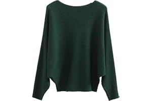 FULIER Boot-Ausschnitt Batwing Ärmel Dolman Lose gestrickte Pullover und Pullis Pullover Tops für Frauen