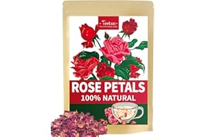 TeeLux Dried Edible Rose Petals 80g, Vegan, Natural Fragrant Flowers, Caffeine Free Rose Herbal Tea, Food Grade Rose Petals for Baking, Drinking, Decorating
