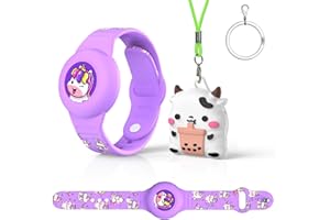 MOWYEOK [2 sztuki] Kompatybilna bransoletka i łańcuszek na szyję dla dzieci AirTag, wodoszczelna, regulowana, dla dzieci i ukryty łańcuszek na szyję Air Tag, ochrona przed zgubieniem etui GPS