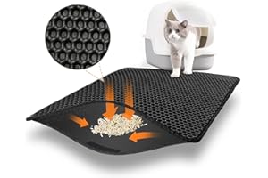 AJOXEL Tapis Litiere Chat pour Bac à Litière Chat et Toilette Chat, Katzenstreu Matte 60x45 cm, Imperméable Non Toxique Tapis de Litière pour Chat, Double Couche Tapis Chat Litiere