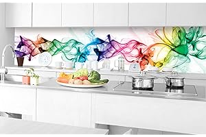 DIMEX Pellicola autoadesiva per la parete della cucina; tema: "Fumo", decorativa, paraschizzi, di altissima qualità, 350 cm x 60 cm, Stampa, Grigio