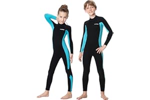 ‎LANSRU Lansru 3mm Kinder Neoprenanzug, für 6-15 Jahre Jungen und Mädchen, CR-Neopren, UV-Schutz, Rückenschleißverschluß für Schwimmunterricht, Ideale Thermal Badeanzüge im kalten Wasser