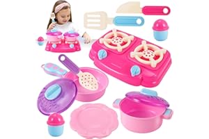 HYAKIDS Set di accessori da cucina per bambini, giochi di ruolo con pentole, pentole, pentole e stufa, regalo educativo per ragazzi ragazze 3 4 5 anni