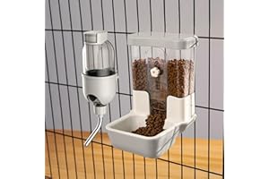 TOKAYIFE Distributore Automatico di Cibo e Acqua per Animali Domestici, Set di Fontane a Gravità per Gabbie di Cani, Gatti, Conigli, Porcellini d'India, Cincillà, Furetti, Ricci (Grigio)