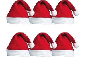 REDSTAR FANCY DRESS 6pc Red Santa Hat Multipack - Christmas Santa Hat Pack as Father Christmas Fancy Dress Accessory - Traditional Red and White Festive Headwear Xmas Accessories for Xmas Party Props