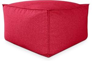 Deshome - Pouf poggiapiedi 80x80x50 cm idrorepellente con imbottitura sfoderabile per esterno interno: Puff design per divano soggiorno camera da letto, Puff, Pouffe salotto Light Pouf (Rosso)