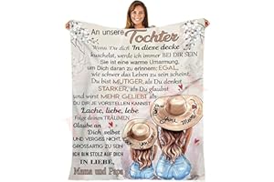 UOOYAA Flauschige Kuscheldecke Personalisierte Decke Geschenke An unseren Tochter, Flanelldeck Wohndecke An unseren Tochter Von Papa und Mama, Positiv Ermutigen fleecedecke Birthday Gifts, Christmas