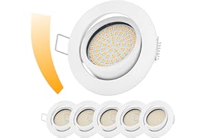‎SWEET LED Sweet Led - LED Einbaustrahler 230V flach - LED Spots dimmbar Deckenspots 5W 420lm - LED Deckenstrahler 6er Pack - LED Spots 230V schwenkbar Spots Deckenleuchte LED Rund - Weiß, Warmweiß 3000K