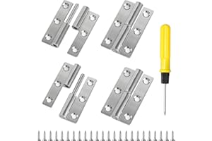 DesertBoy 4 Stück Abnehmbares Scharnier, 6.4 cm Flaggenscharnier Edelstahl, Abnehmbare Türscharniere mit Schrauben und Schraubendreher, für Türen Fenster Schränke(2 Stück Links + 2 Stück Rechts)