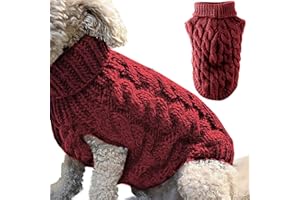 WINMANY Pet Dog Turtleneck Knitting Sweater Coat Winter Warmer Thickening Pullover Knitwear Crochet Coat Clothes for Small Dog Puppy Cat