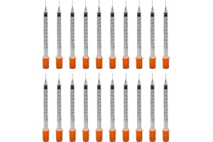 DYIOTF 20 st 1 ml sprutor med 30 g x 8 mm, graderad plastspruta för laboratorium, hantverk och husdjursfoder, förseglad individuell förpackning