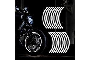 TOMALL 18pcs Lengthen 16"-19" Reflective Wheel Rim Stripe Decal for Motorcycle Wheels Car Cycling Bike Bicycle Night Reflective Safety Decoration Stripe Universal Reflective Stickers for Car (White)