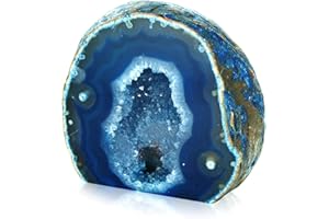 Serafino Genuine Brazilian Agate Geode Healing Crystal Mineral Blue Green Purple Pink Agate Crystals Cristal Stone Gift (Blue)