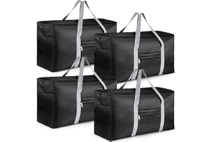 ALOWOR 4 Pack 1680d Oxford Fabric Extra Large Travel Duffle Bag Waterproof, Foldable Lightweight Holdall Bags Sports Heavy Duty, 90 L Travel Duffle Bag with Outside Pocket (75x30x40cm)