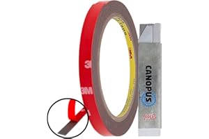 CANOPUS 3M Cinta Adhesiva Doble Cara Extrafuerte 8mm x 3m Impermeable Tira 3M Doble Cara, 3M Cinta Doble Cara Para Tiras LED, Coche, Interior y Exterior 3M Double Sided Tape Cinta Adherente Doble Cara