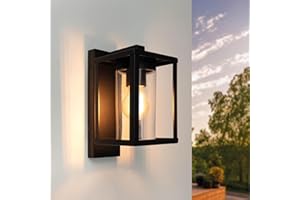 Ledvion Lampa ścienna kwadratowa z Senor czarny, IP44, E27, czarna lampa ścienna zewnętrzna, lampa ścienna LED na zewnątrz, kinkiet zewnętrzny