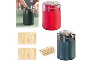 DONUBIIU Dispenser automatico di stuzzicadenti pop-up, distributore di porta stuzzicadenti creativo, scatola portaoggetti portatile in plastica per stuzzicadenti per cucina ristorante (Red+dark green)