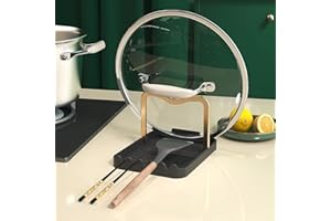STARRY G Cooking Spoon Rest with Lid Holder, Kitchen Utensil Rest with Drip Pad, Heat-Resistant Pot Lid Stand Holder, Countertop Organiser Rack for Ladles, Tongs, Spatula, Simple Flatware Rack - B&G